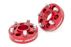 Jeep Wrangler Wheel Adapters - Rough Country - 1.5 Inch, 5x4.5 to 5x5 - Red - '87-'06